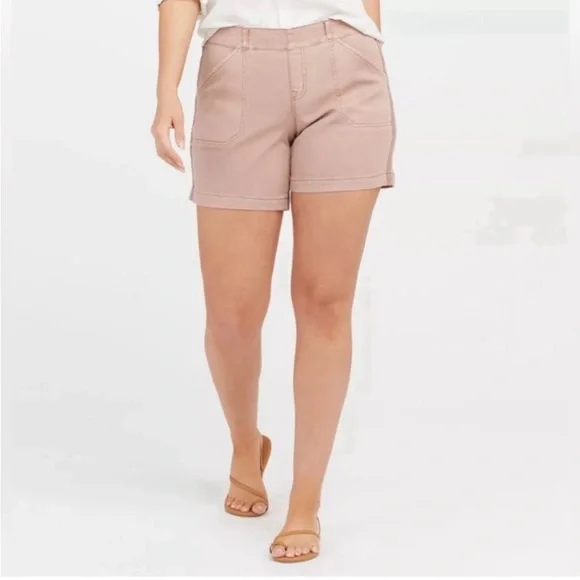 NWT Spanx 6” Stretch Twill Shorts Pull On Mauve Pink Size 1X